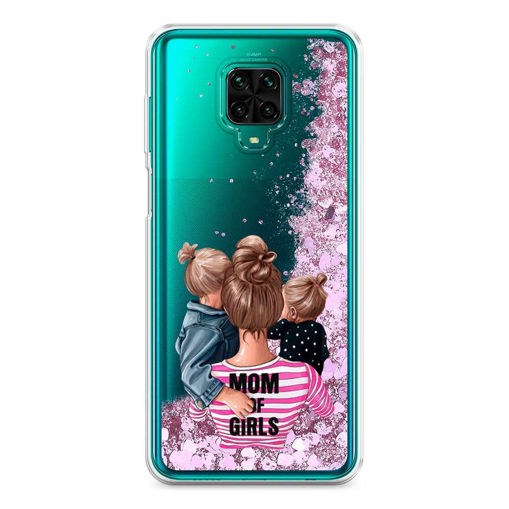 фото Жидкий чехол с блестками "mom of girls" на xiaomi redmi note 9 pro awog