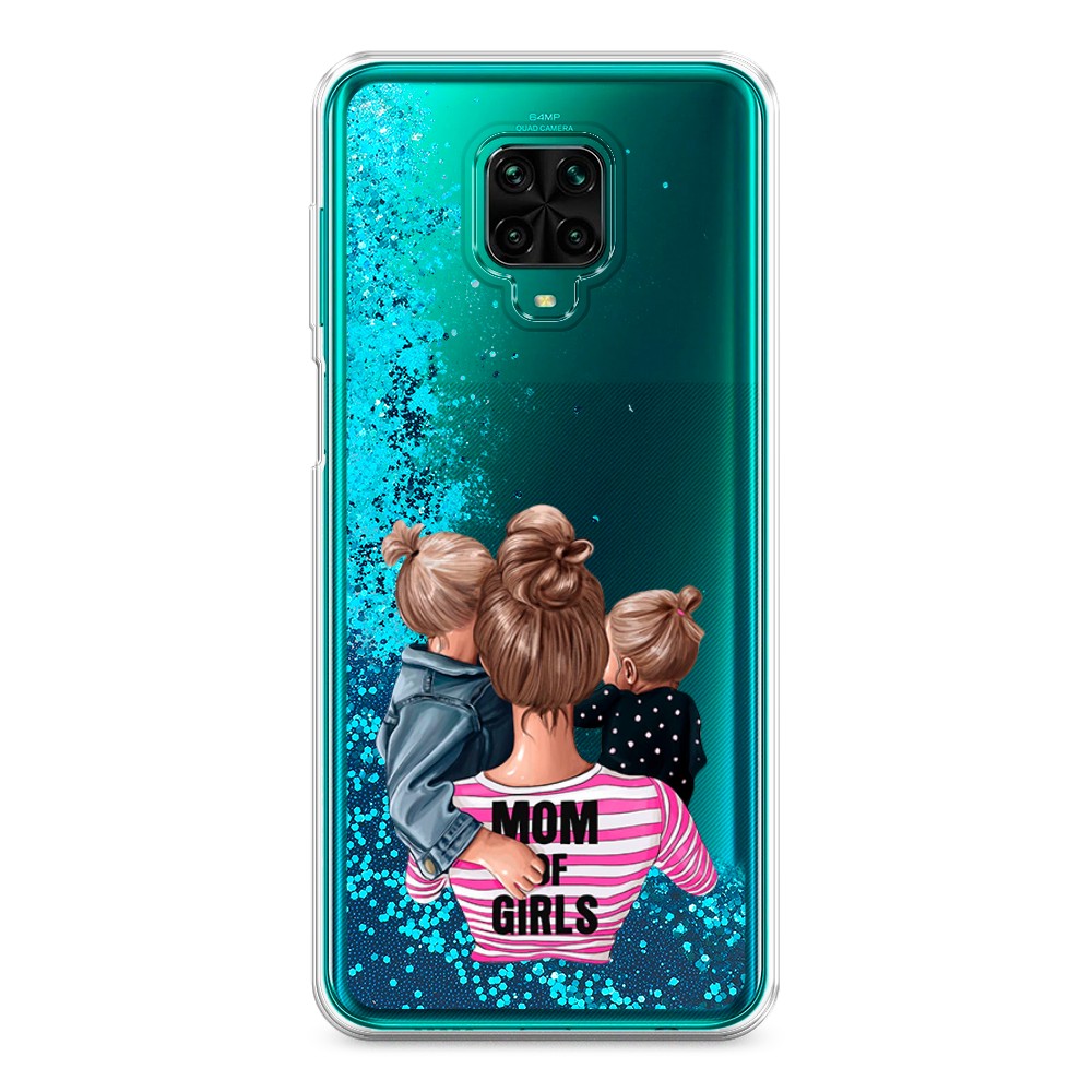 фото Жидкий чехол с блестками "mom of girls" на xiaomi redmi note 9 pro awog