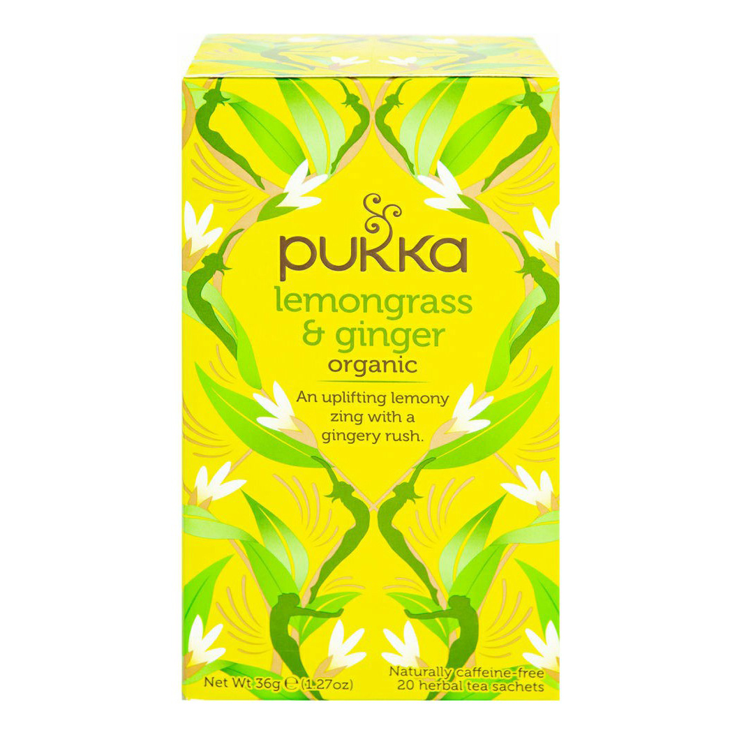 Чайный напиток травяной Pukka Lemongrass & Ginger для восполнения энергии 2 г х 20 шт