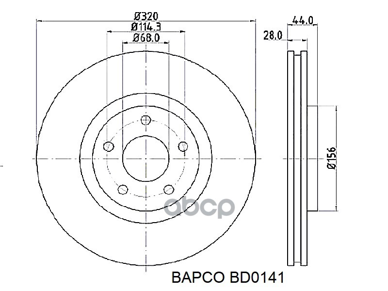 

BAPCO Диск тормозной передний,вент, BD0141