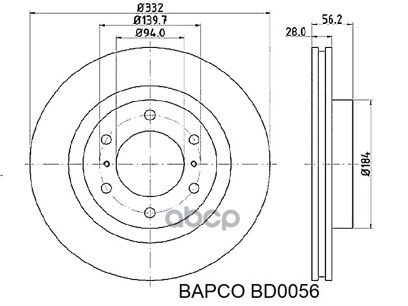

BAPCO Диск тормозной передний,вент, BD0056