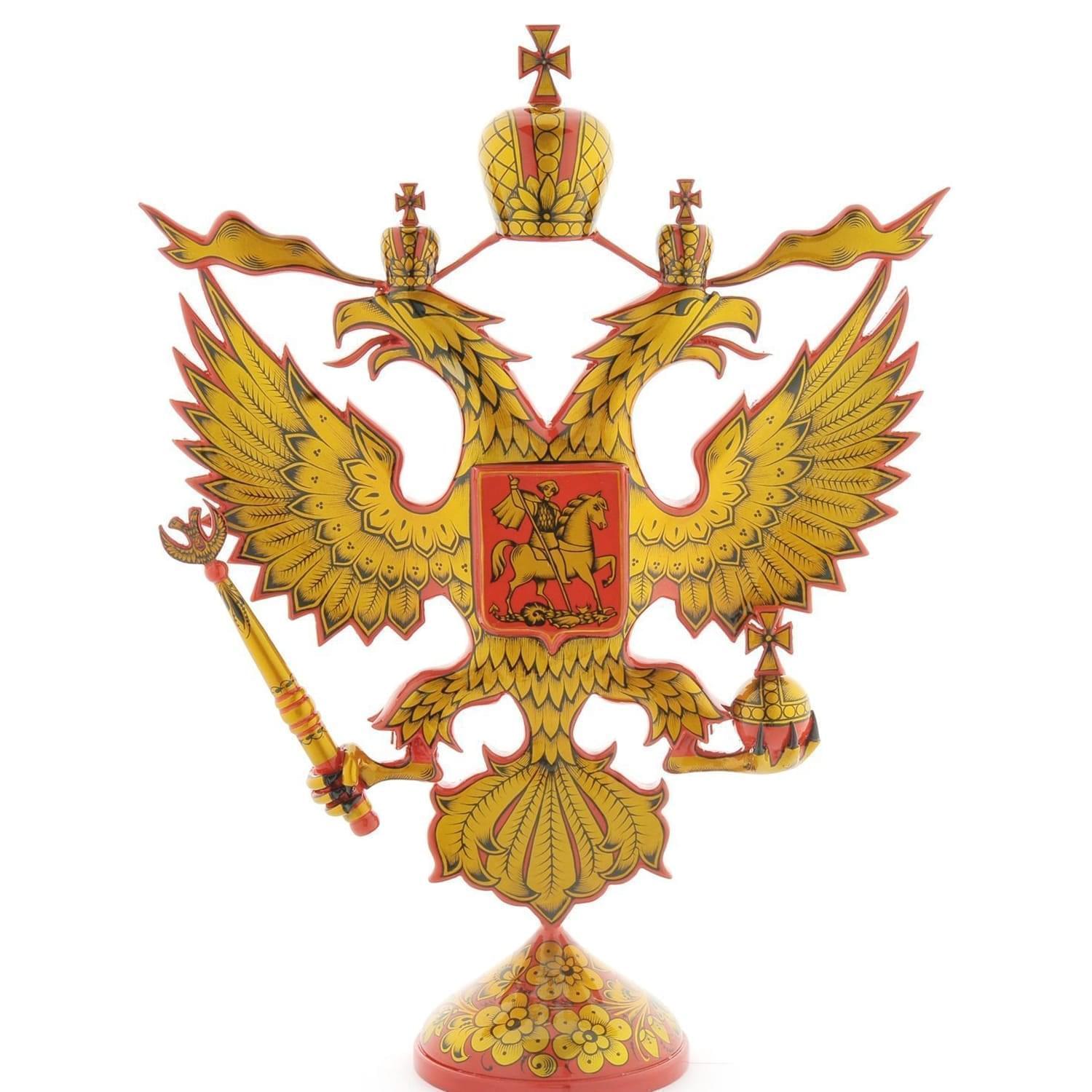 

Герб РФ настольный Хохлома