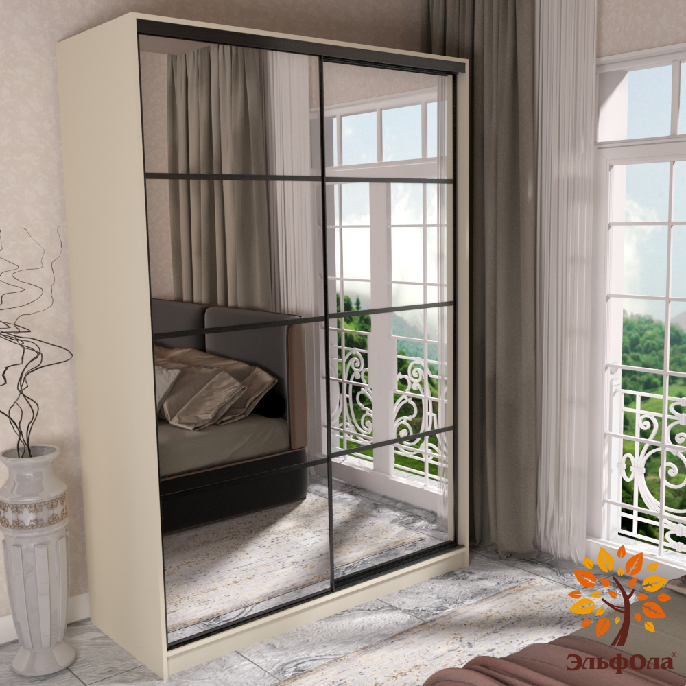 

Шкаф-купе ЭльфОла Квадро, 180х60х220см, слоновая кость, Серый, квадро