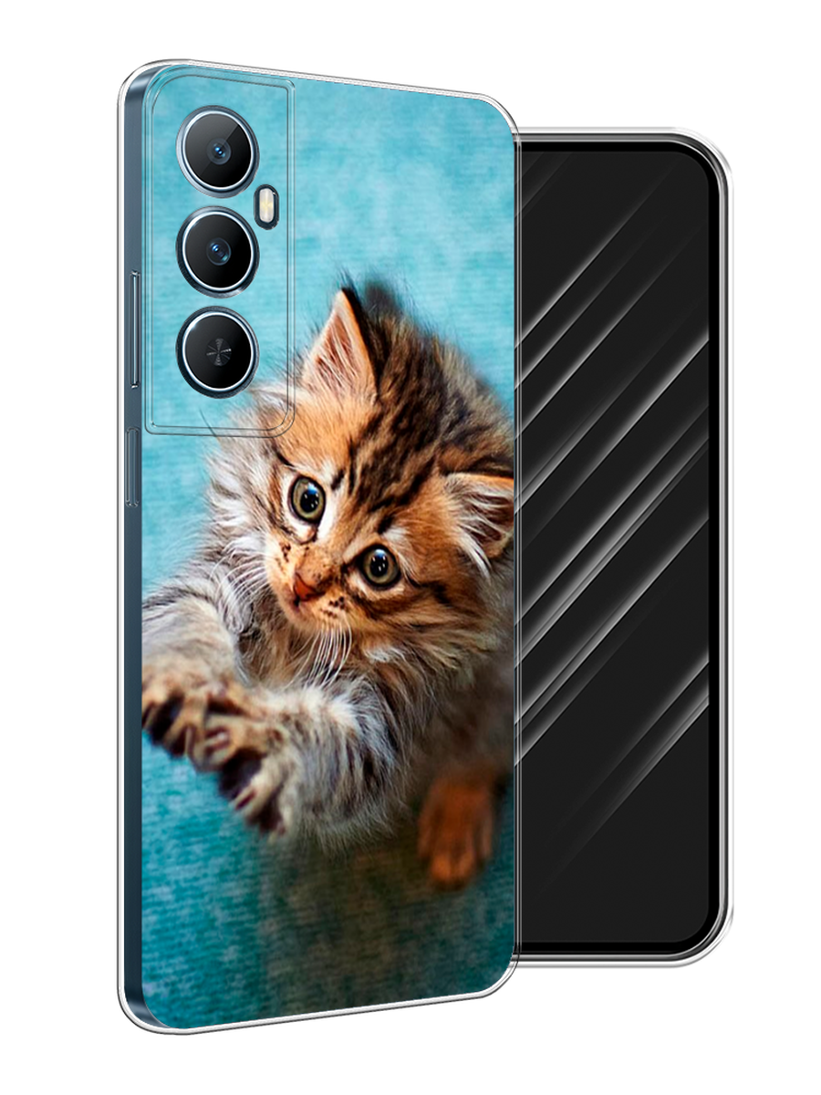 

Чехол Awog на Realme C65 "Котенок просит есть", Бирюзовый;коричневый;белый, 2516750-1