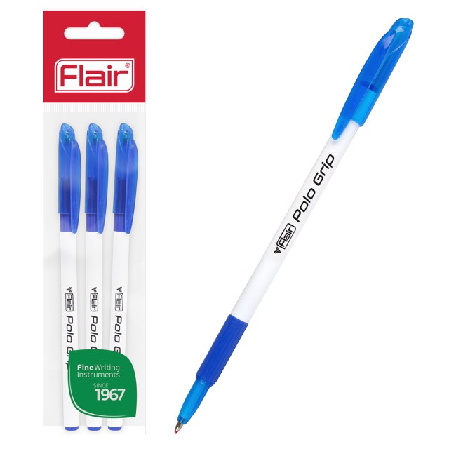 Набор ручек шариковых Flair Polo Grip, синие, 0,7 мм, 3 шт.