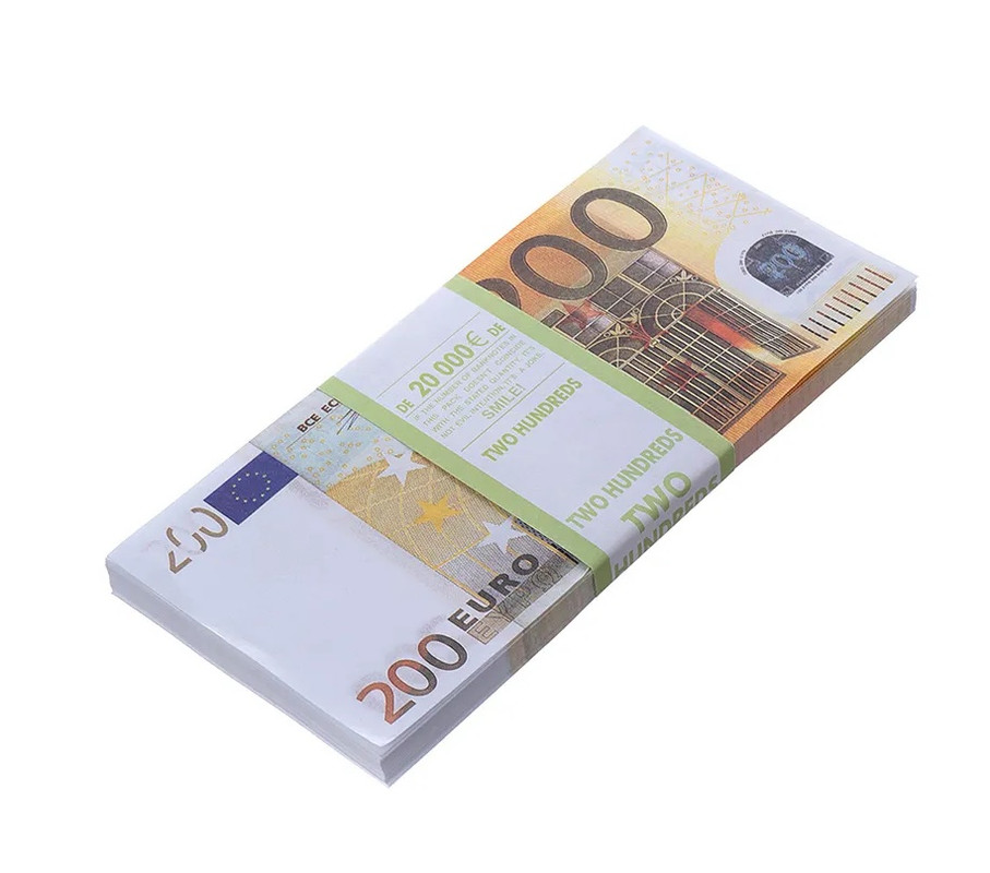 Сувенирные деньги из банка приколов пачка 200 евро