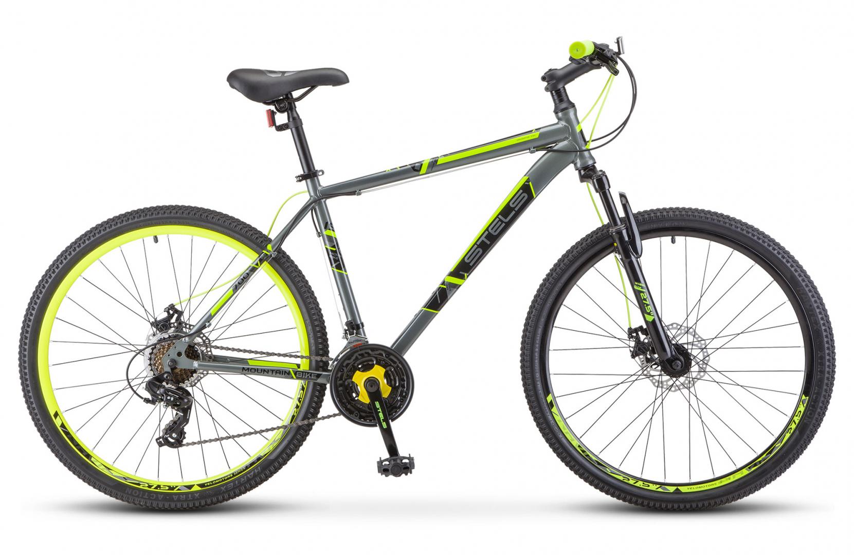 

Велосипед Stels Navigator 700 MD 27.5 F020 (2022), Серый/желтый, 19"
