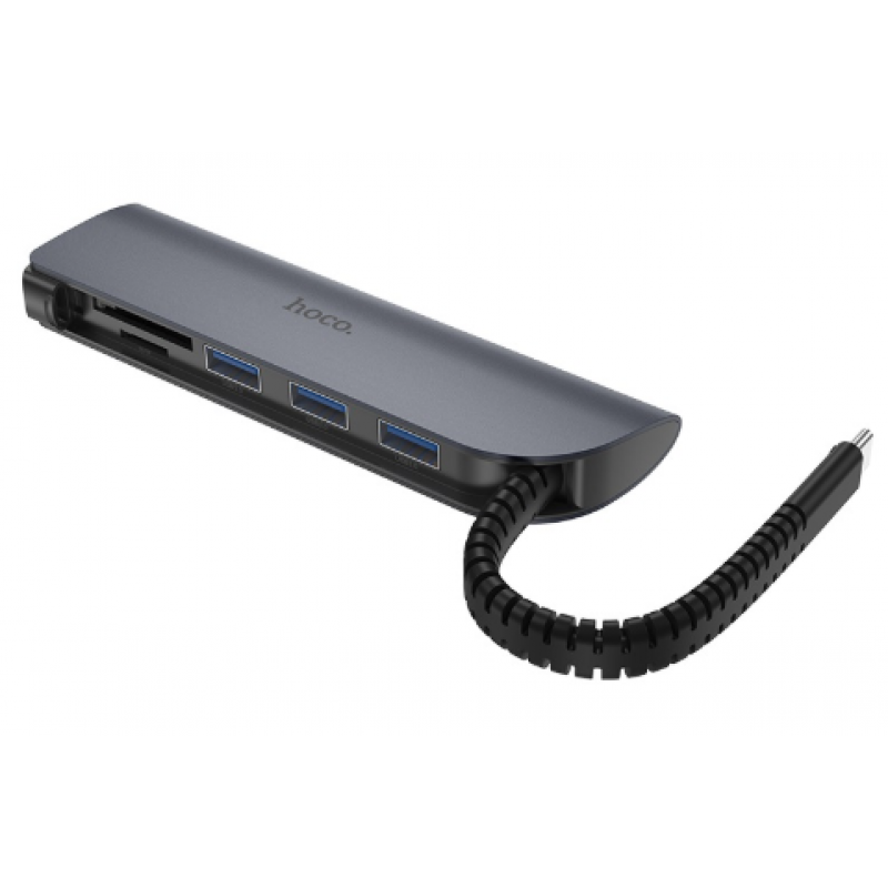 

USB-хаб Hoco HB17 Metal Gray