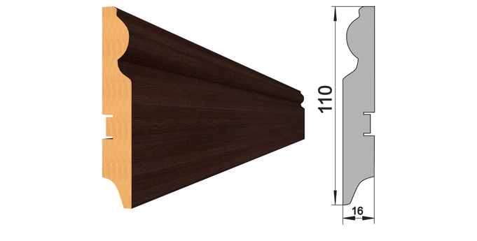 фото Плинтус напольный мдф stella 110с 2000*110*16 венге (12шт. в упак.)