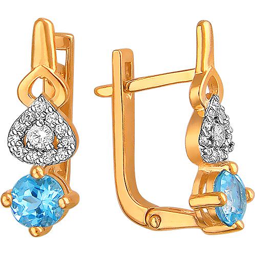 

Серьги женские из золота Эстет 01С3110965-1, фианит/топаз, 01С3110965-1