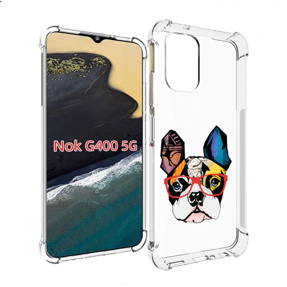 

Чехол MyPads Мопс-в-очках для Nokia G400 5G, Прозрачный, Tocco