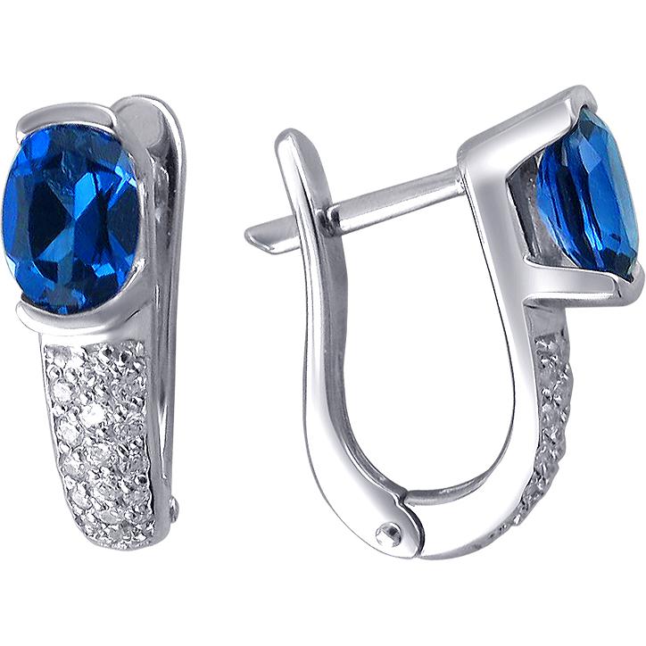

Серьги женские из серебра Эстет 01С252703-1, сапфир/фианит, 01С252703-1