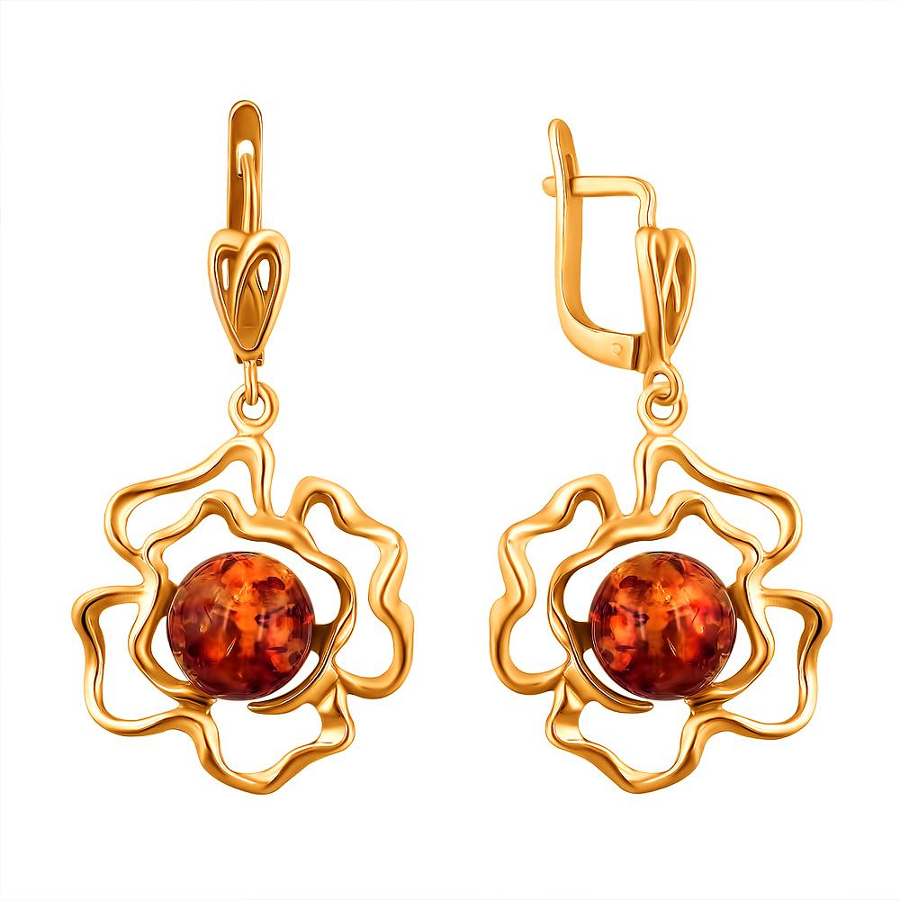 

Серьги женские из серебра Эстет 51С450689П, янтарь, 51С450689П