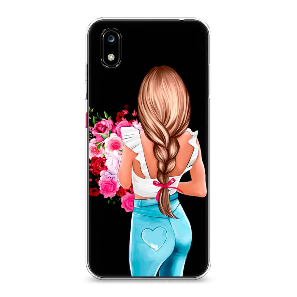 

Чехол на ZTE Blade A7 2019 "Девушка с цветами", Коричневый;розовый;голубой, 133150-6