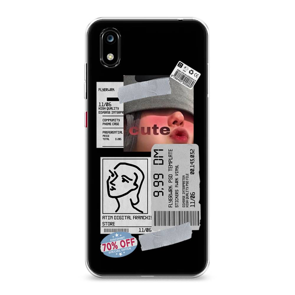 

Чехол на ZTE Blade A7 2019 "Cute girl collage", Розовый;серый;голубой, 133150-6