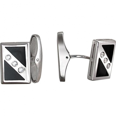 

Запонки из серебра с фианитом/ониксом Эстет 01Н450007-1, 01Н450007-1