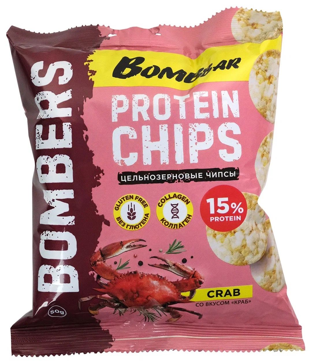 

BOMBBAR Чипсы цельнозерновые 50г (Краб)