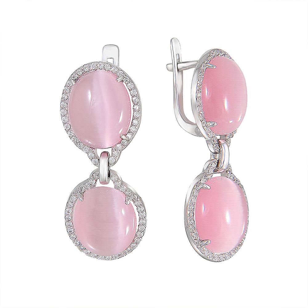 

Серьги женские из серебра Мириада Б19С250083, фианит/кошачий глаз