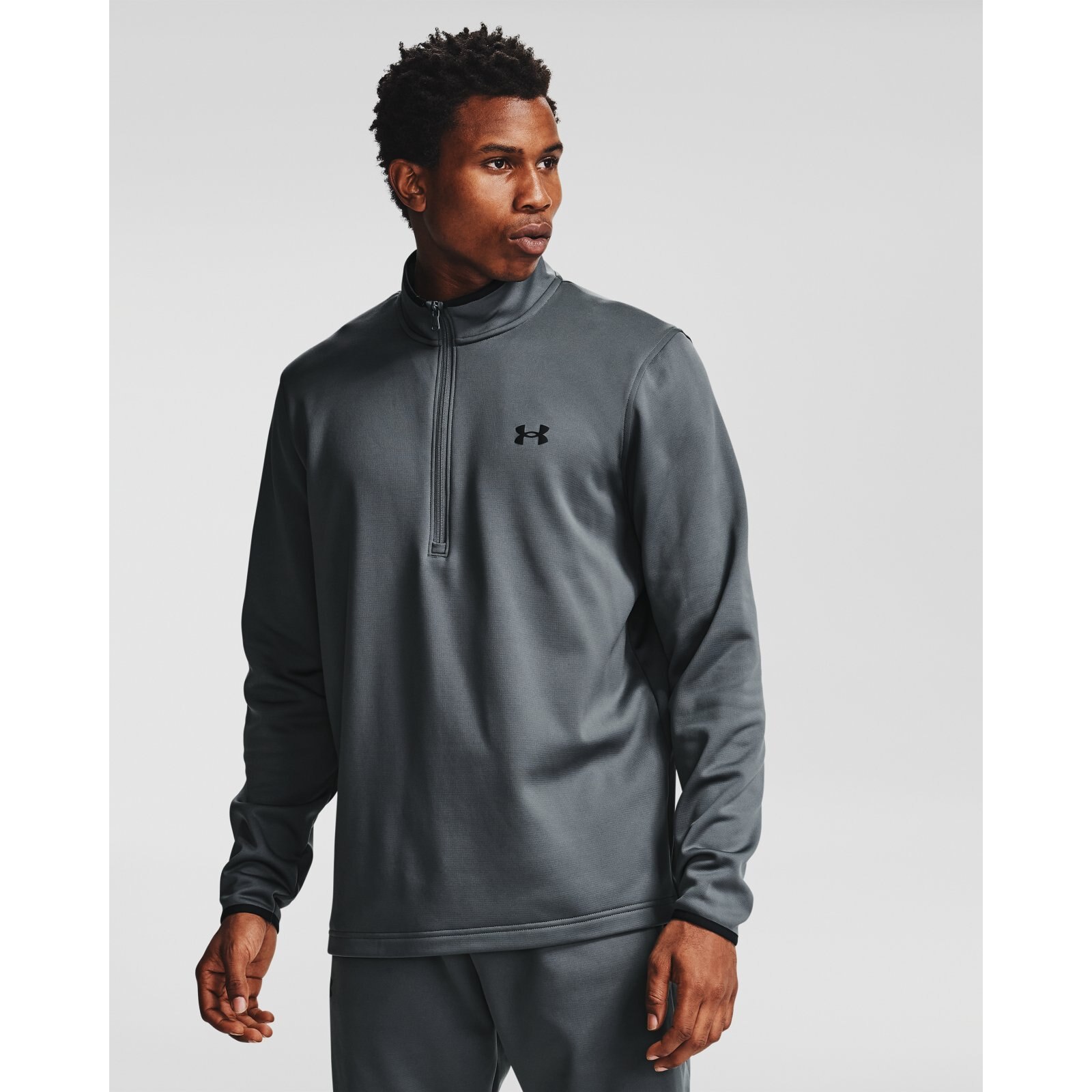 фото Лонгслив мужской fleece 1/2 zip under armour серый s/m