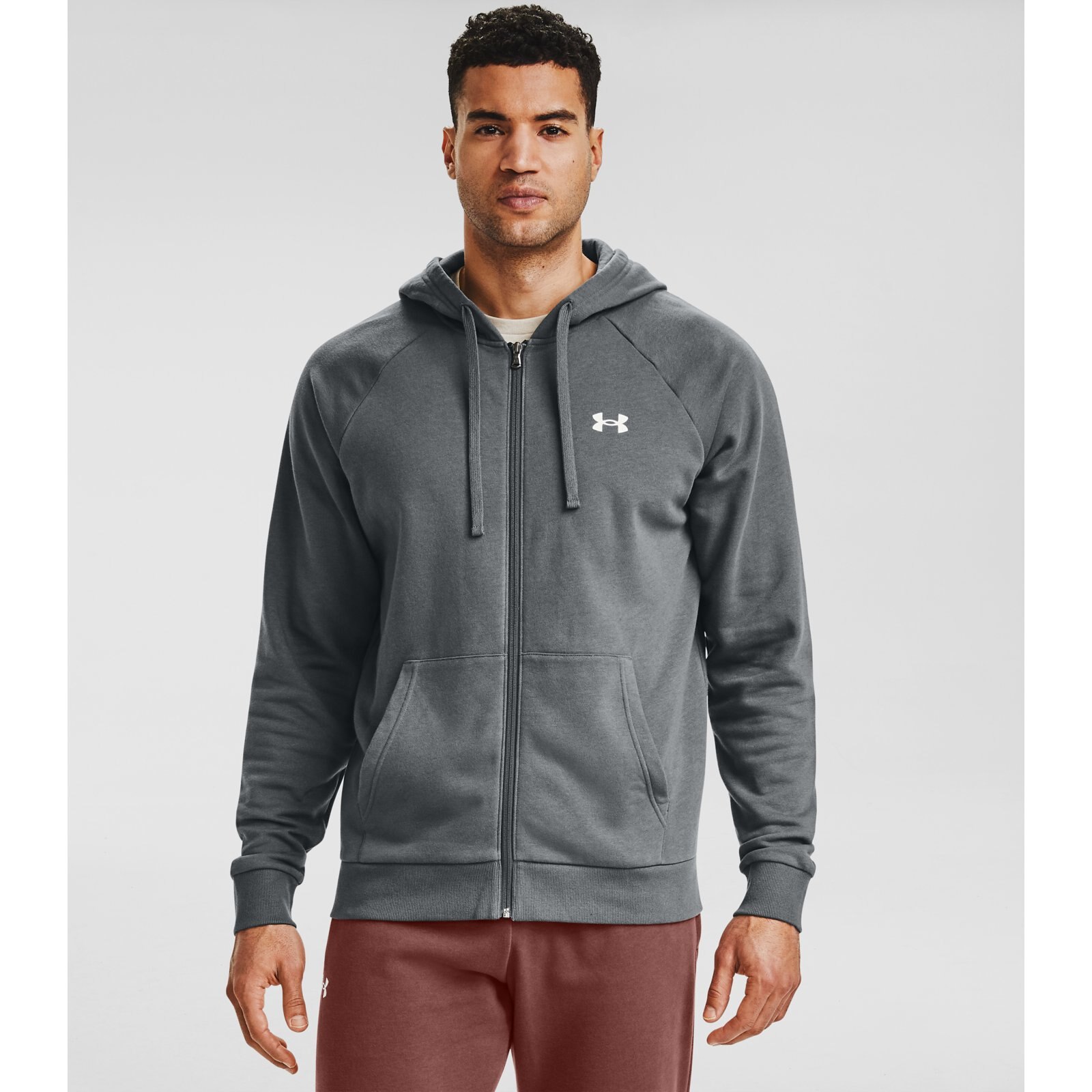 фото Толстовка мужская under armour rival cotton fz hoodie серая l