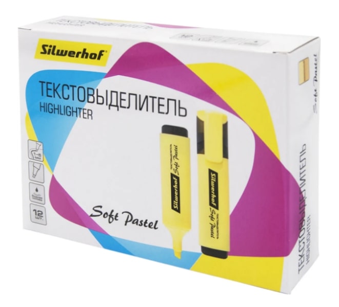 

Текстовыделитель Silwerhof Soft Pastel скошенный ванильный 1-5 мм, Желтый