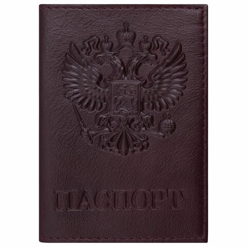 

Обложка для паспорта мужской Brauberg Virginia темно-бордовая, Бордовый
