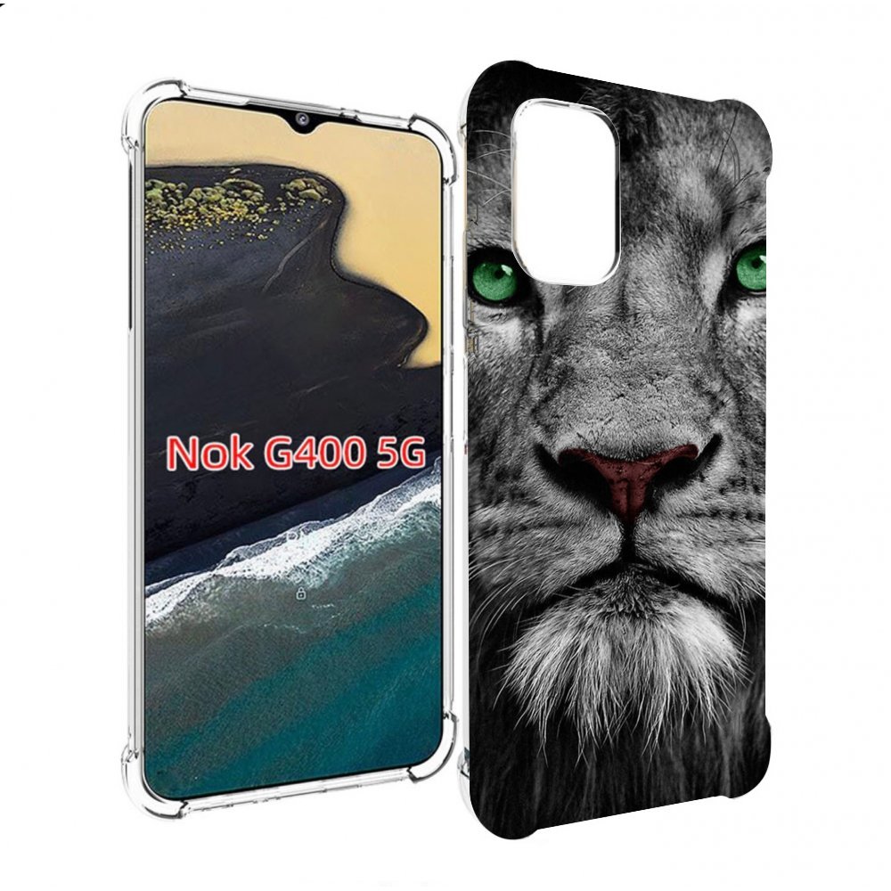 

Чехол MyPads Лев-зеленоглазый мужской для Nokia G400 5G, Прозрачный, Tocco