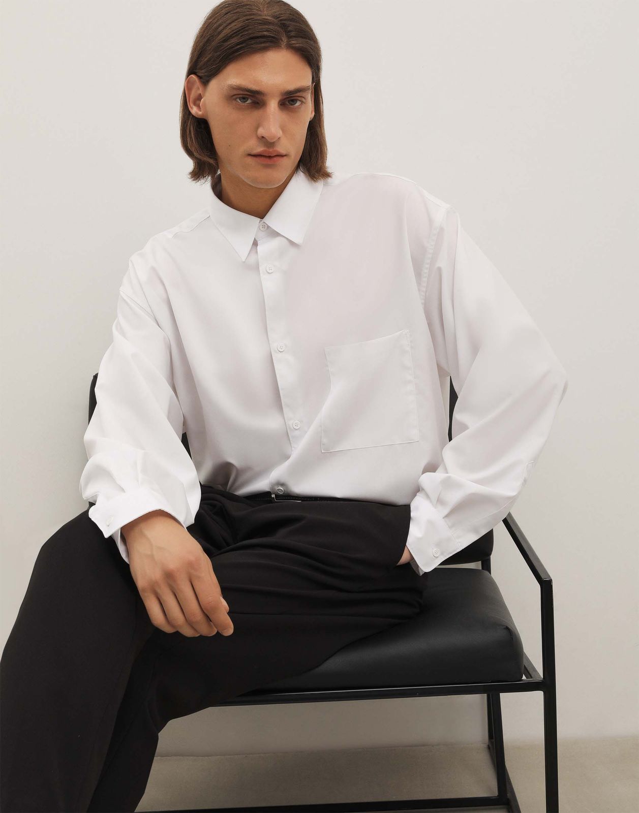

Рубашка мужская Gloria Jeans BSU000395 белый L (50-52), BSU000395