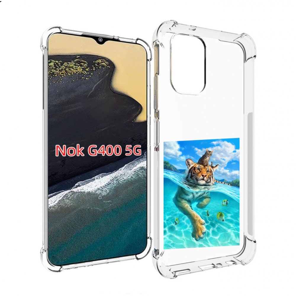 

Чехол MyPads Кот-на-тигре для Nokia G400 5G, Прозрачный, Tocco