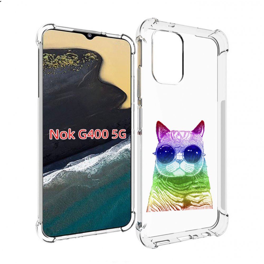 

Чехол MyPads Кот в очках для Nokia G400 5G, Прозрачный, Tocco