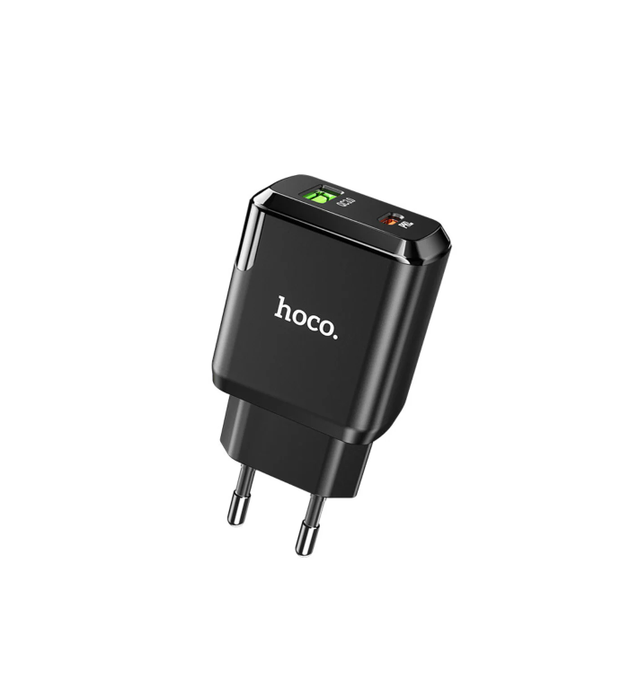 Сетевое зарядное устройство USB/Type-C Hoco N5 (3А, QC3.0, PD) без кабеля (черное)