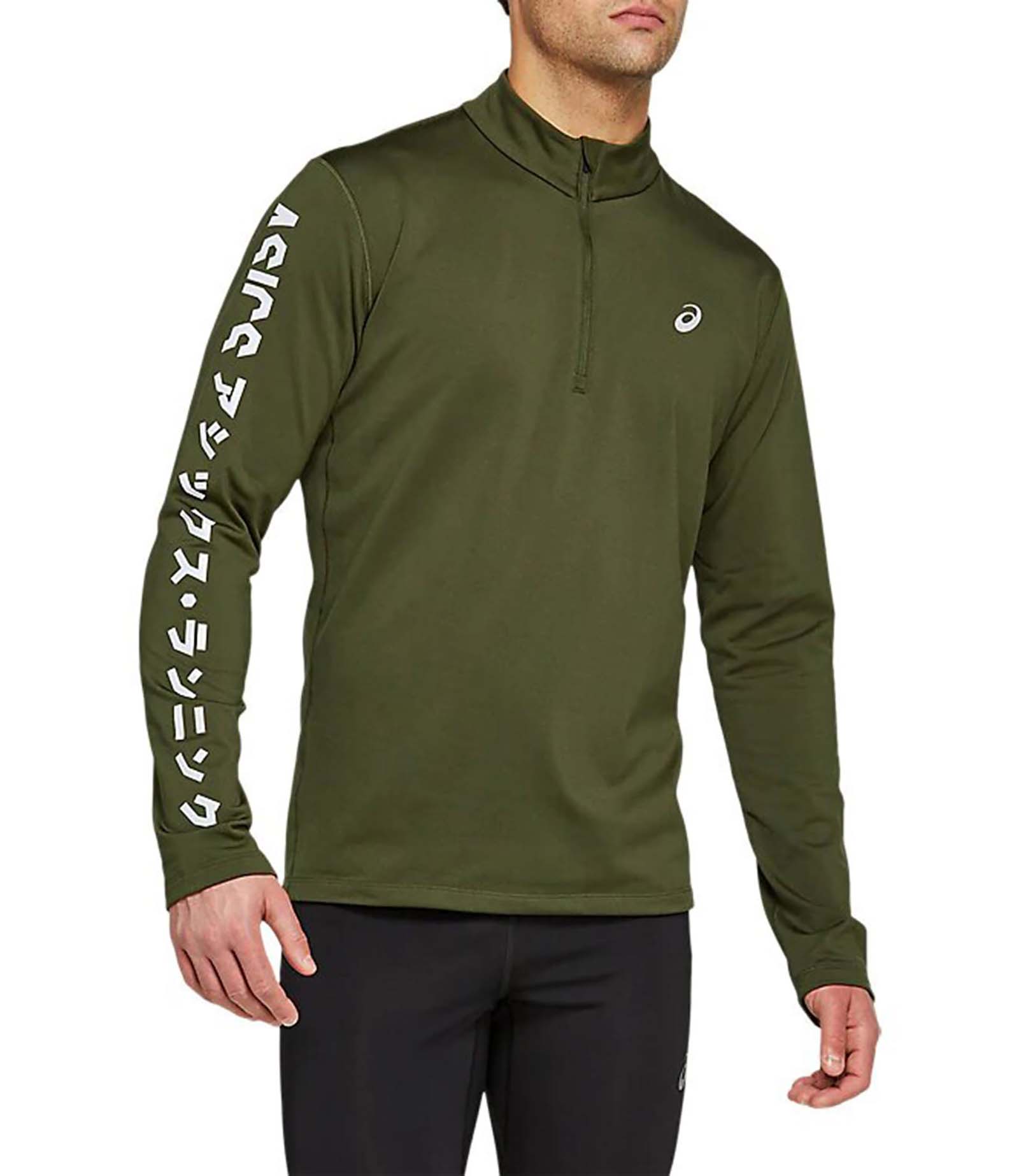 фото Лонгслив мужской katakana winter 1/2 zip asics зеленый m