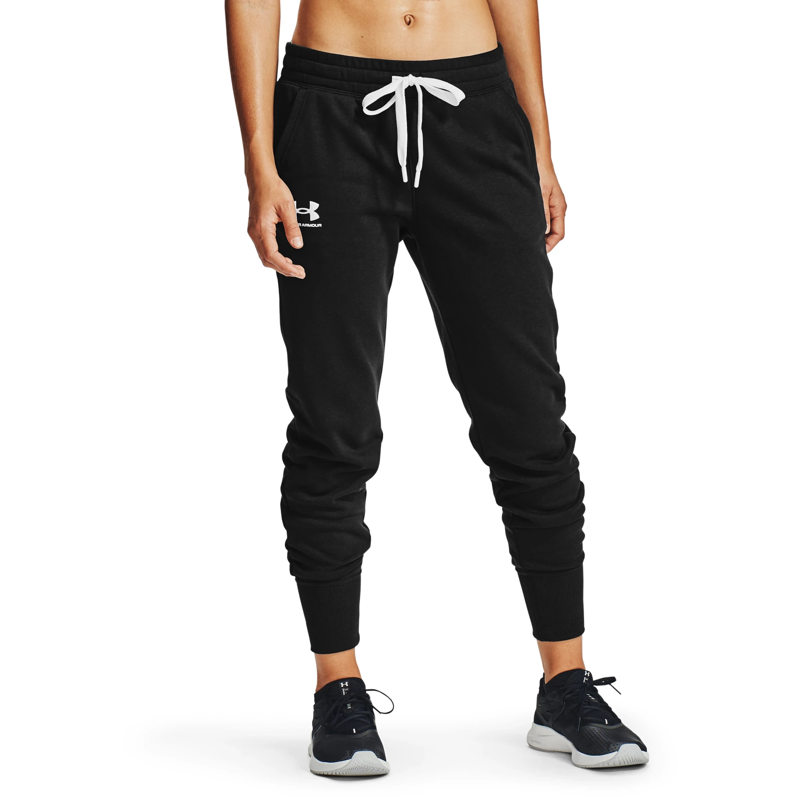 фото Спортивные брюки женские under armour rival fleece joggers черные xs