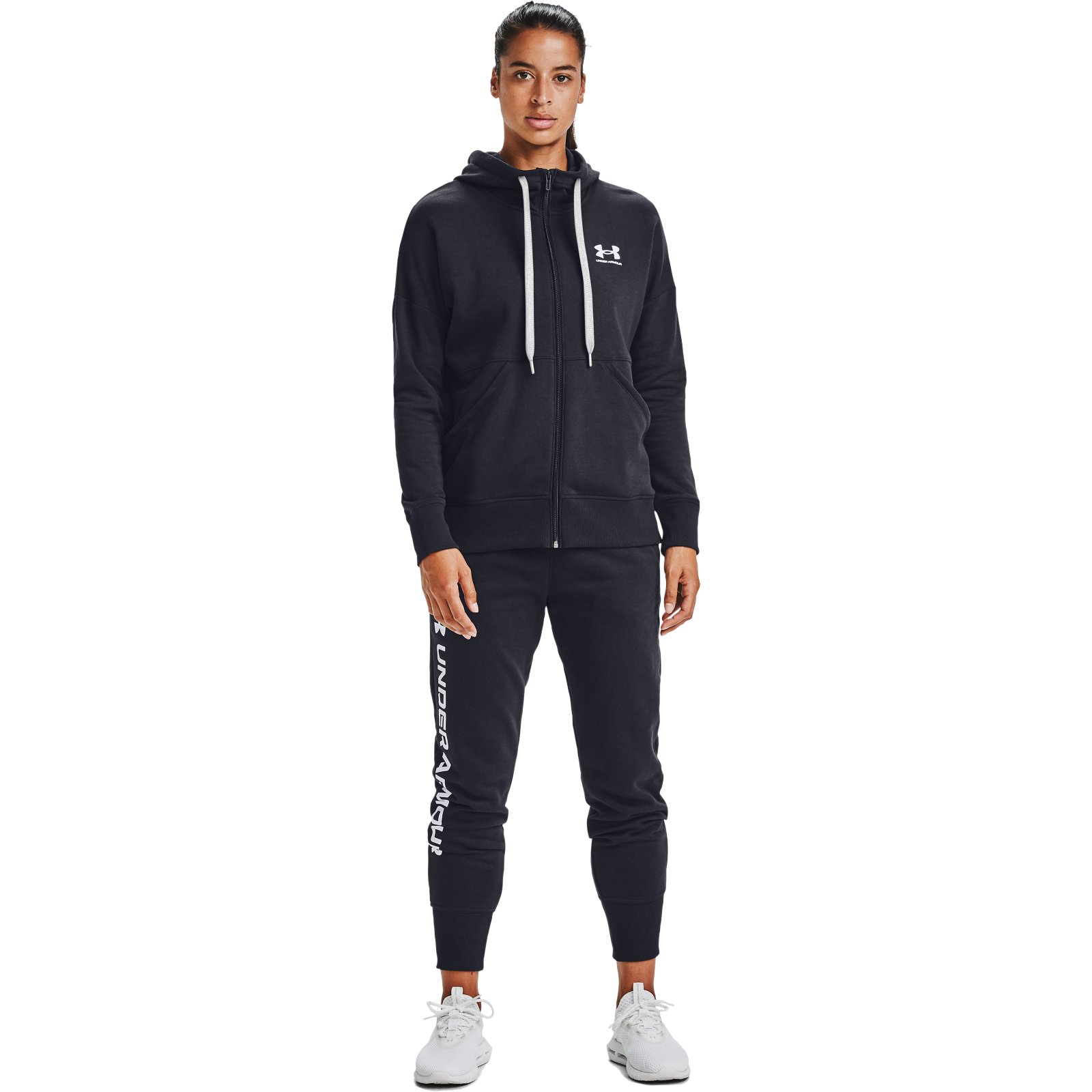 фото Толстовка женская under armour rival fleece fz hoodie черная l