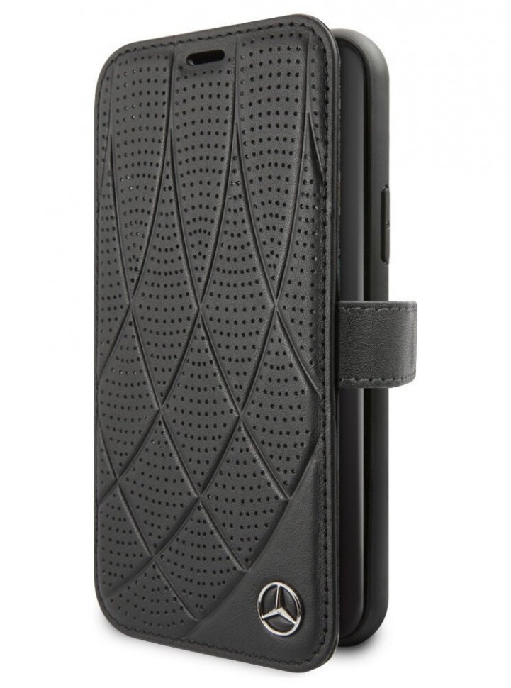 фото Чехол-книжка cg mobile mercedes bow quilted/perforated booktype iphone 11 pro, черный