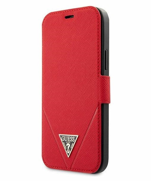 фото Чехол-книжка cg mobile guess pu saffiano triangle metal logo iphone 12/12 pro, красный