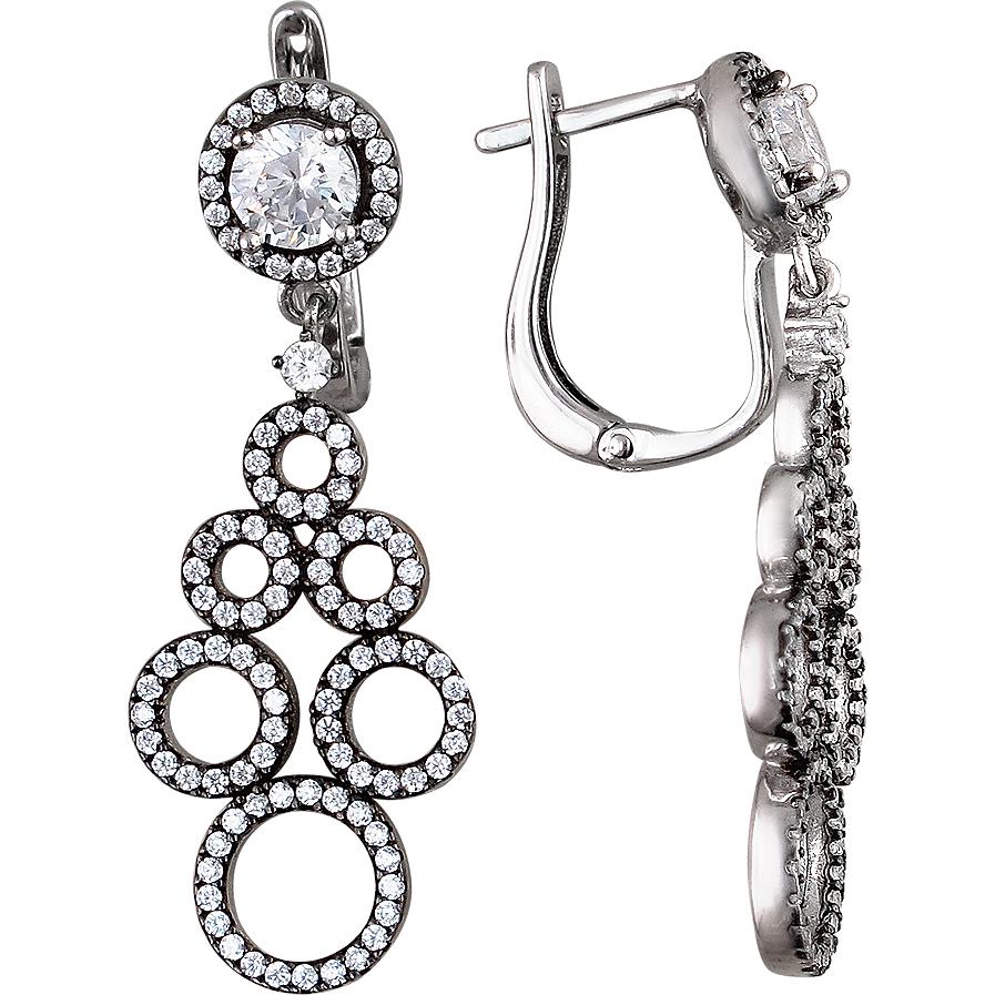 

Серьги женские из серебра Эстет 01С1511107Ч, фианит, 01С1511107Ч