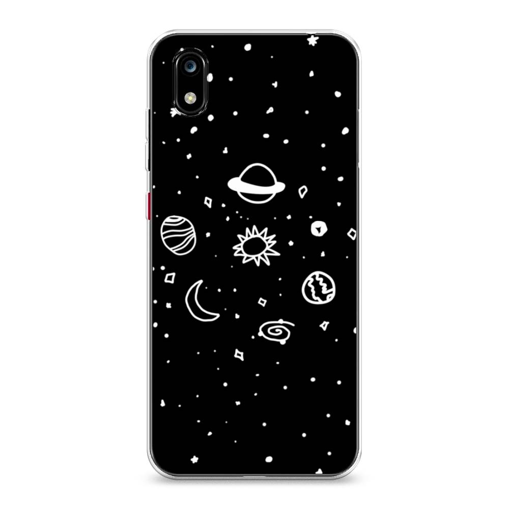 

Чехол на ZTE Blade A7 2019 "Дудл солнечной системы", Бежевый;серый, 133150-2