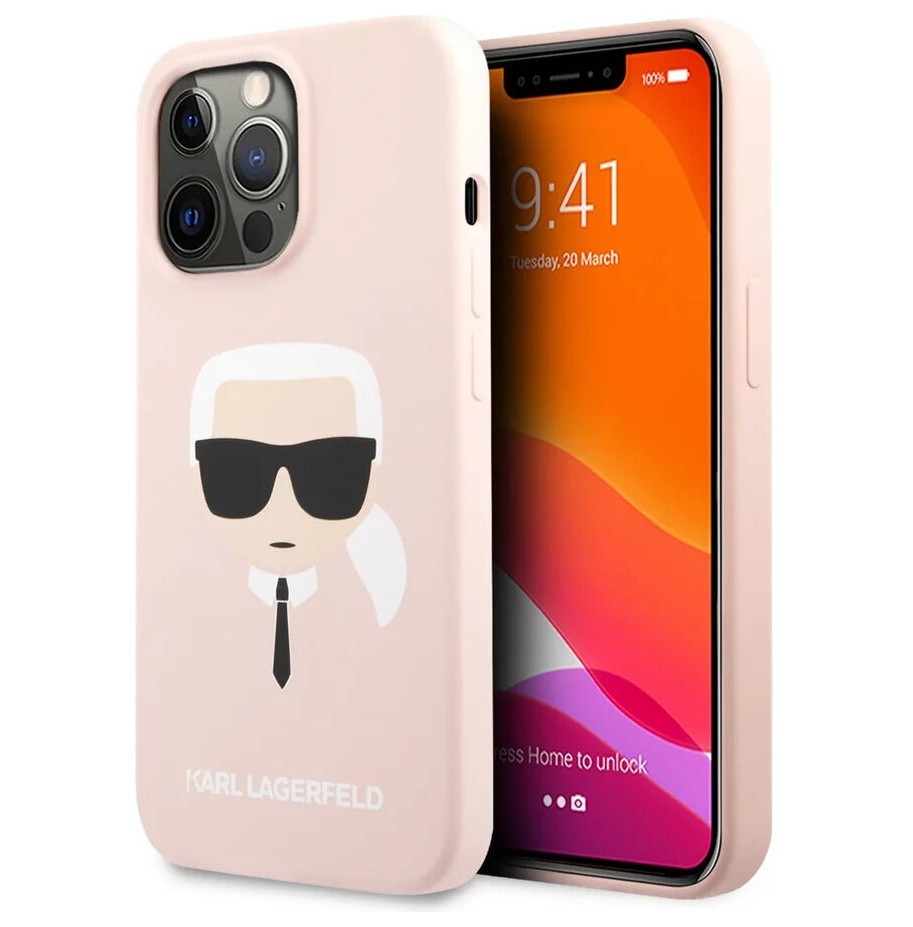 фото Чехол cg mobile karl lagerfeld liquid silicone karls head hard iphone 13 pro max, розовый