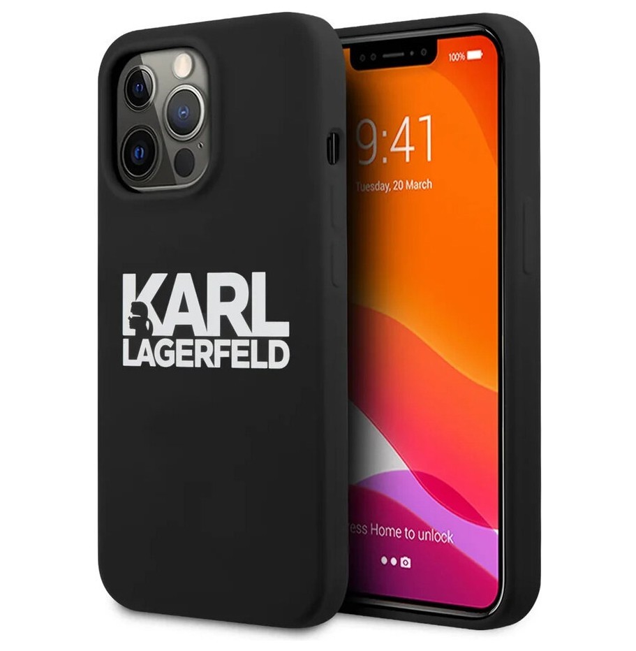 фото Чехол cg mobile karl lagerfeld liquid silicone stack logo hard для iphone 13 pro, черный