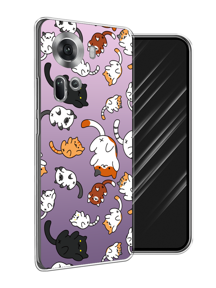 

Чехол Awog на Oppo Reno 11 (Global) "Котопад", Фиолетовый;белый, 2515850-1