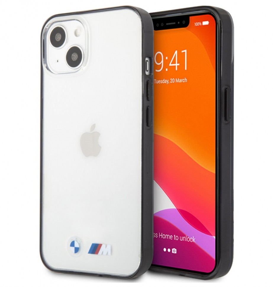 фото Чехол cg mobile bmw m-collection pc/tpu hard для iphone 13 mini, прозрачный/черный