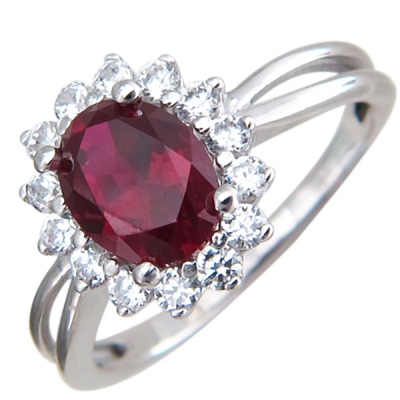 

Кольцо из серебра р.  Эстет 01К258519-3, фианит/гранат, 01К258519-3