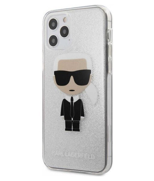 фото Чехол cg mobile karl lagerfeld pc/tpu ikonik karl hard для iphone 12/12 pro, серебро