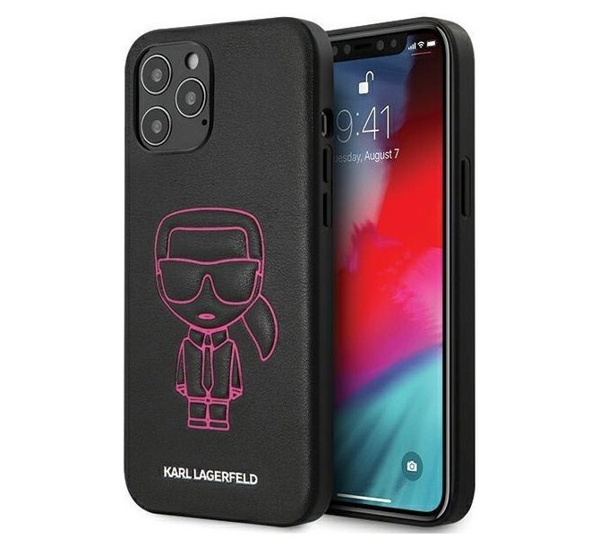 фото Чехол cg mobile karl lagerfeld pu ikonik outlines hard iphone 12 pro max, черный/розовый