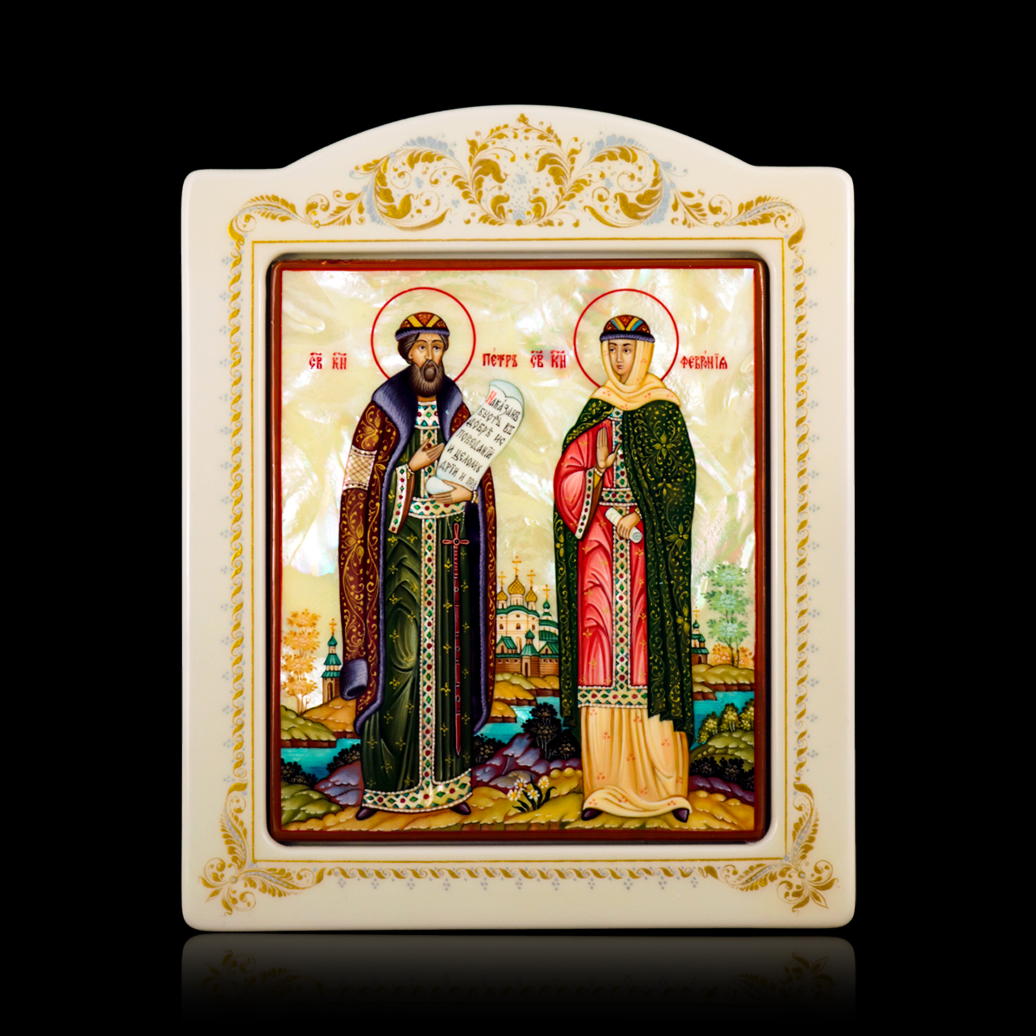 

Икона "Петр и Феврония" с перламутром 16 х 19,5 см