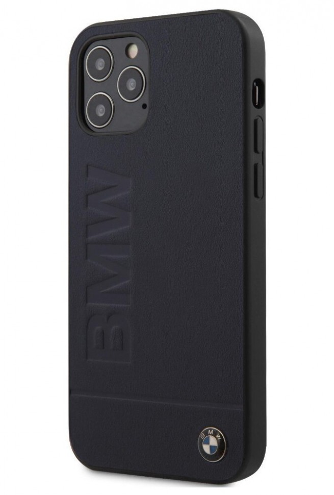 фото Чехол cg mobile bmw signature genuine leather logo imprint для iphone 12/12 pro, синий