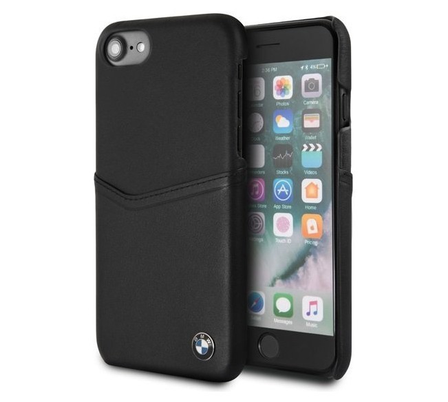 фото Чехол cg mobile bmw signature card slot hard leather для iphone 7/8/se 2020, черный