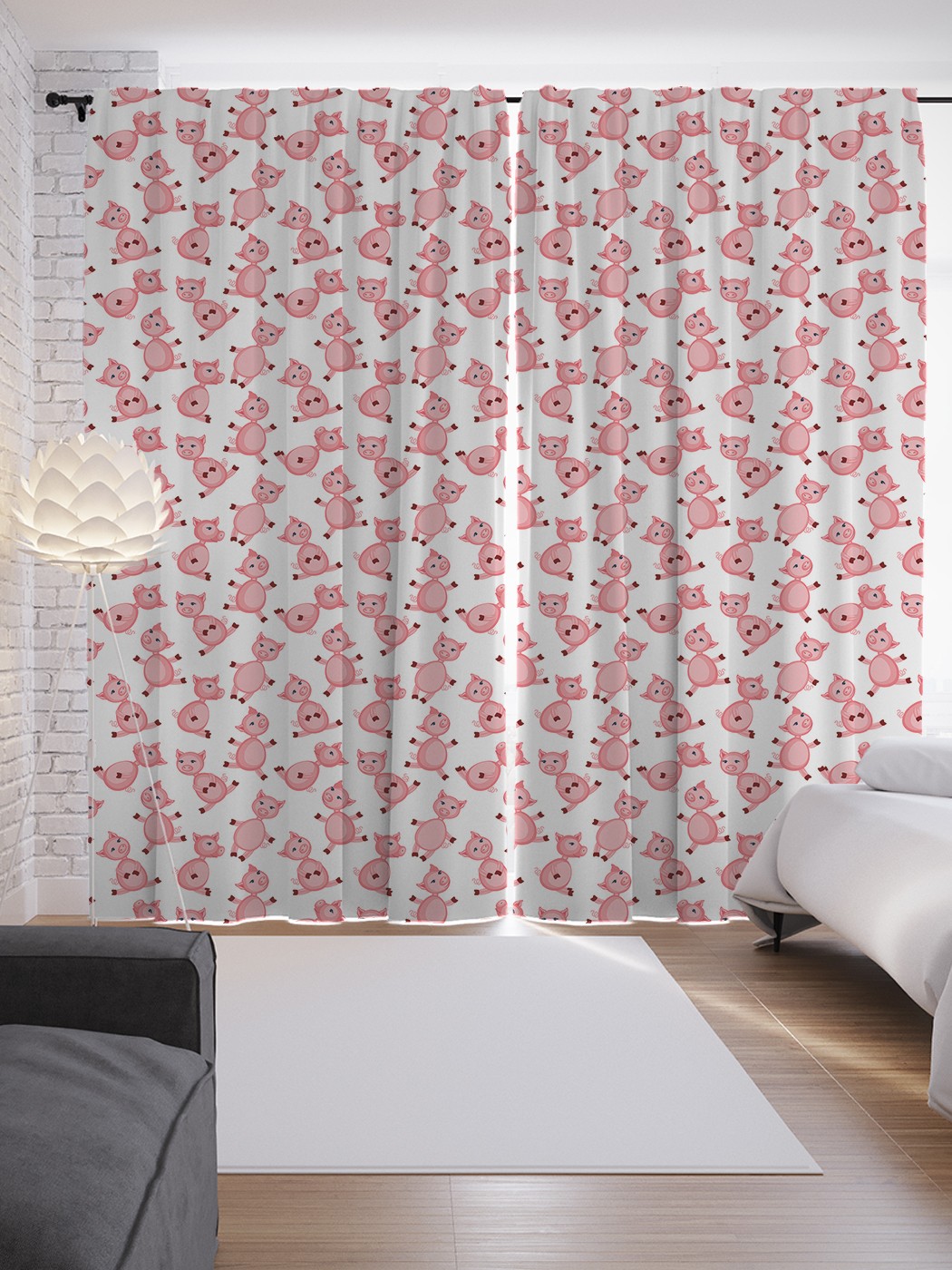

Шторы JoyArty с фотопечатью "Веселая свинка" из сатена, 290х265 см, Веселая свинка