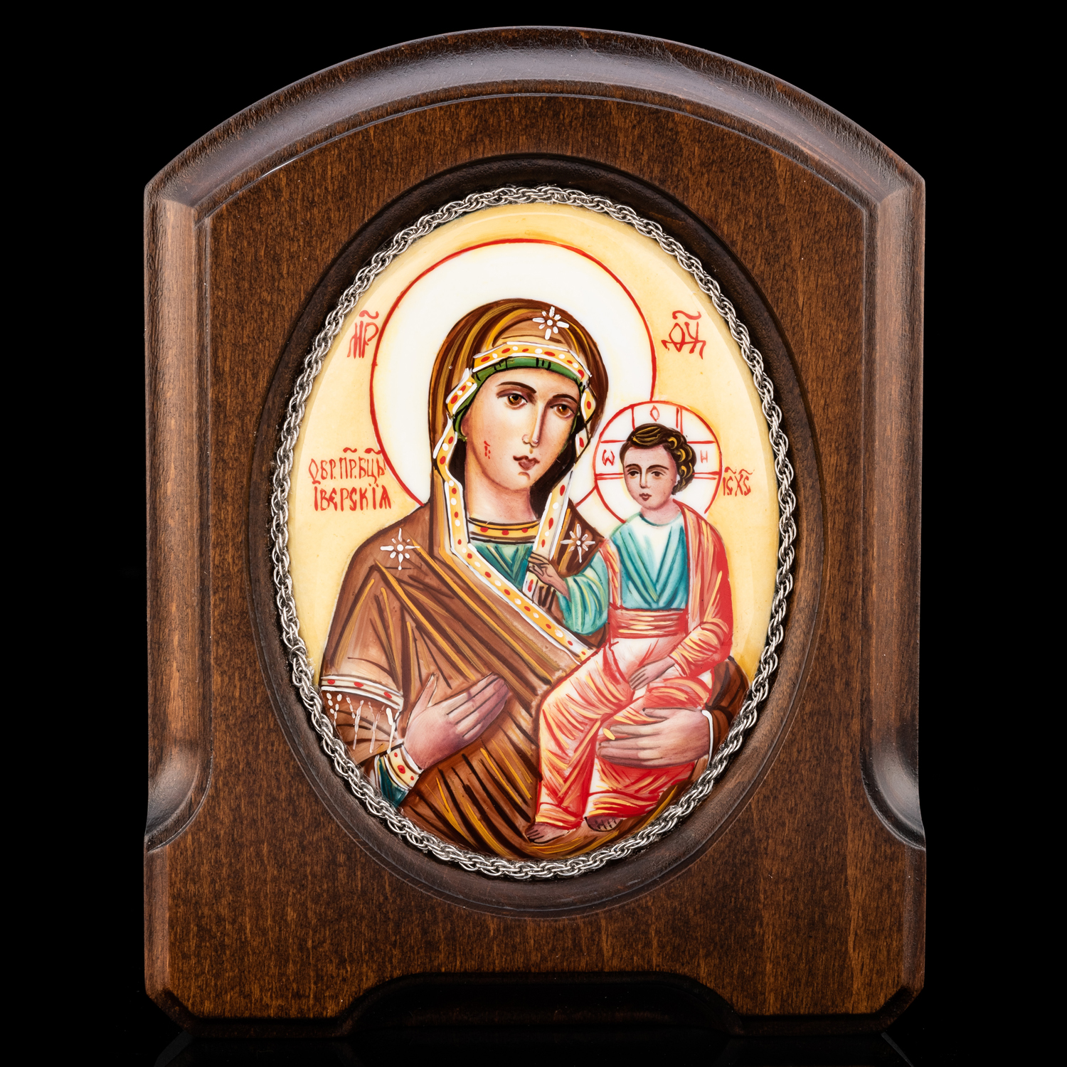 

Икона с финифтью "Божья Матерь Иверская" 11 х 13 см